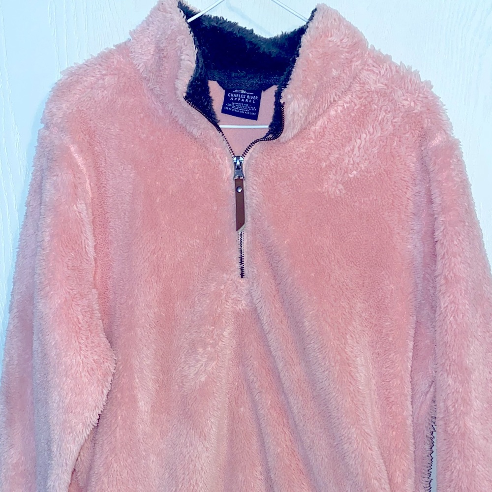 Charles River Pink/Grey Sherpa Pullover